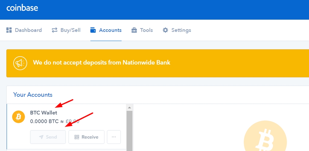 Coinbase account BTC wallet