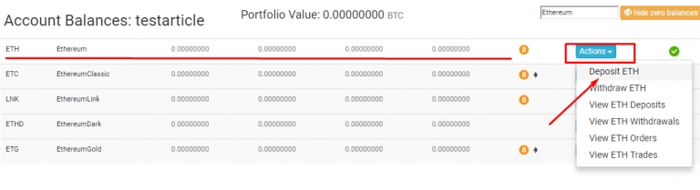 Análise da CoinExchange: balanço da conta.