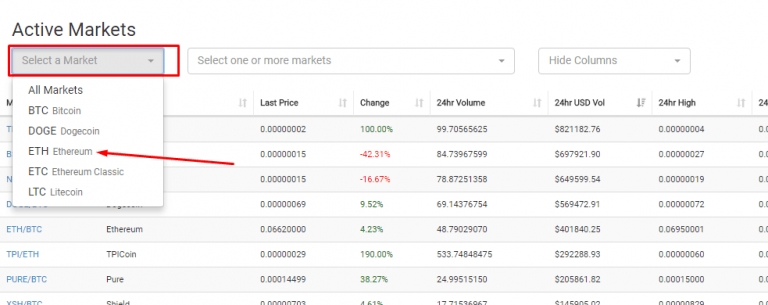 Ulasan CoinExchange: Pilih ETH.