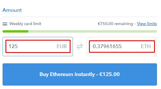 Análise da CoinExchange: trocando Euro por Ethereum.