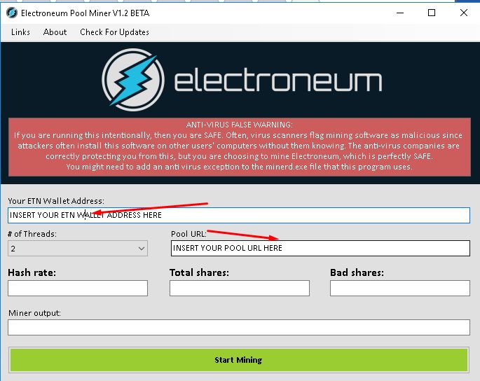 Electroneum mining: pool miner software.