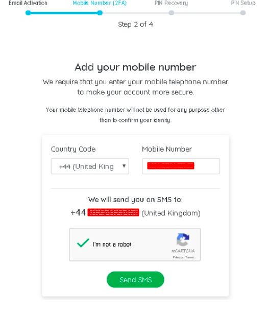 Mobile number 2FA on Electroneum wallet