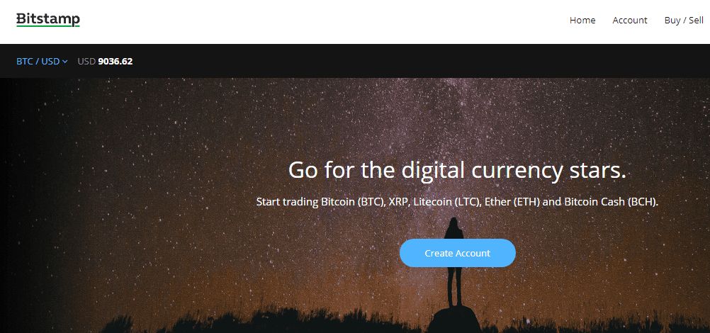 Melhor Exchange de Altcoins: página inicial da Bitstamp.