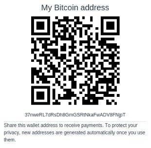 Análise da Carteira Copay: código QR gerado pela carteira de Bitcoin Copay.