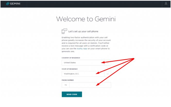 Gemini exchange: Registro de cuenta.