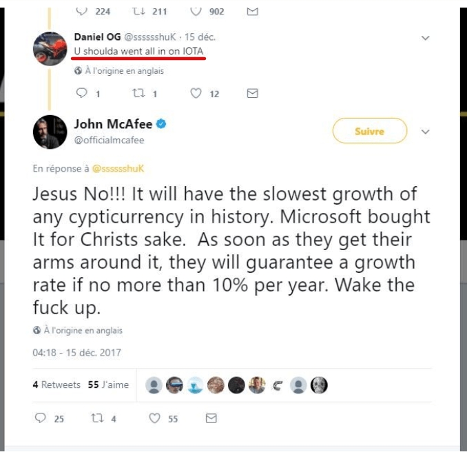 Precio IOTA: John McAfee.