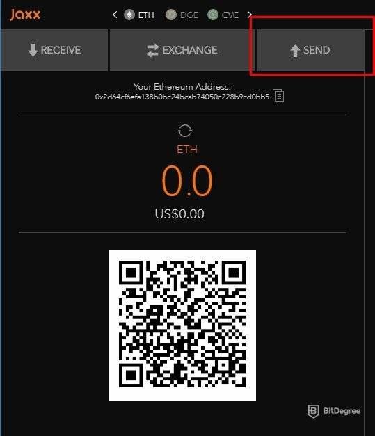 Jaxx wallet review: sending cryptocurrency.