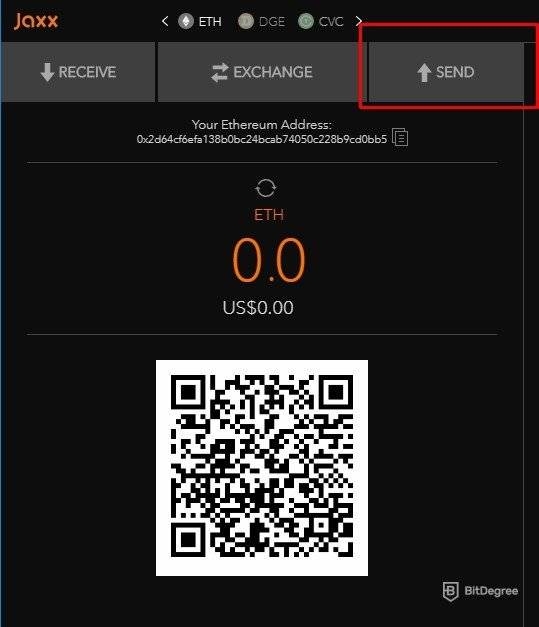 Jaxx wallet: Enviar fondos.