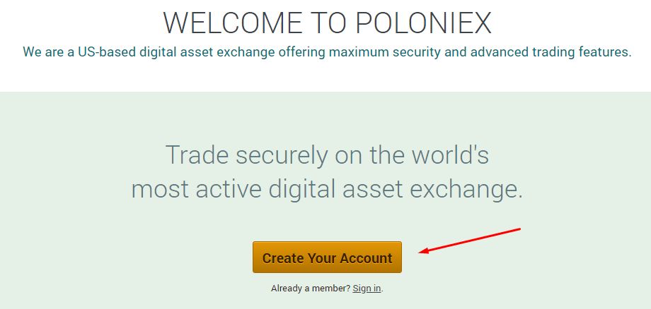 Poloniex Exchange: Crear cuenta.