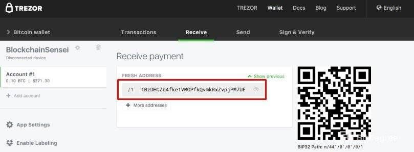Trezor wallet: Transferir Bitcoin.