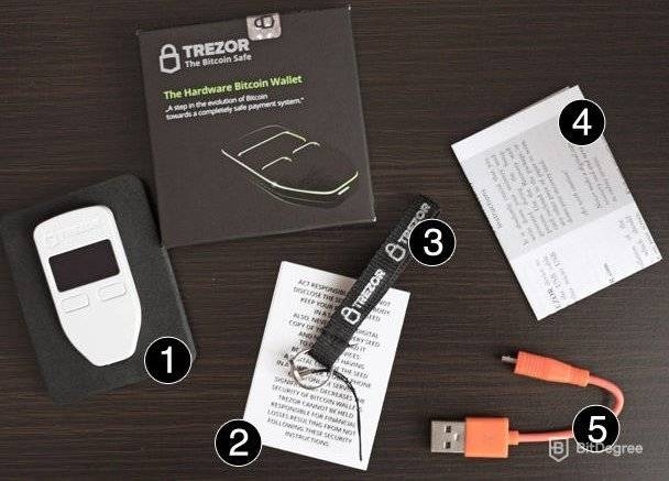 Ulasan Dompet Trezor: Isi paket.