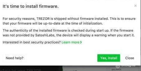 Ulasan Dompet Trezor: menginstall firmware Trezor.