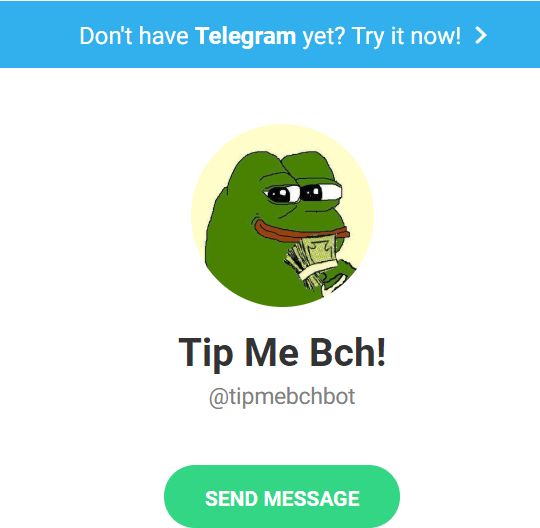 Bitcoin cash tipping on Telegram