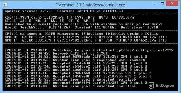 Logiciel minage bitcoin: cgminer.