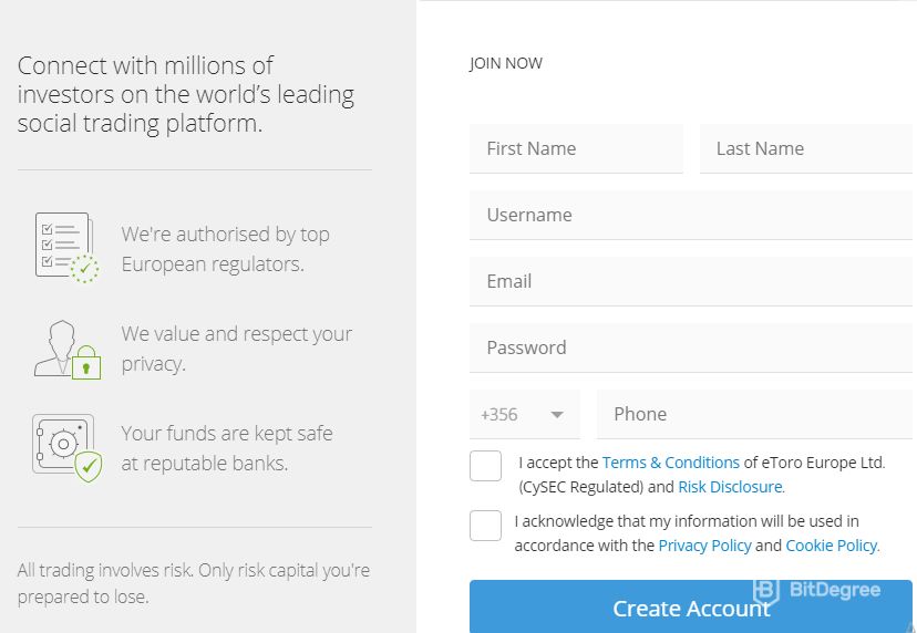 How to buy Bitcoin with Paypal: joining eToro.