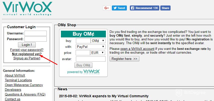 Как купить Биткоин: главная страница VirWoX.