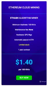 Mineração em Nuvem de Ethereum: preços da HashFlare.