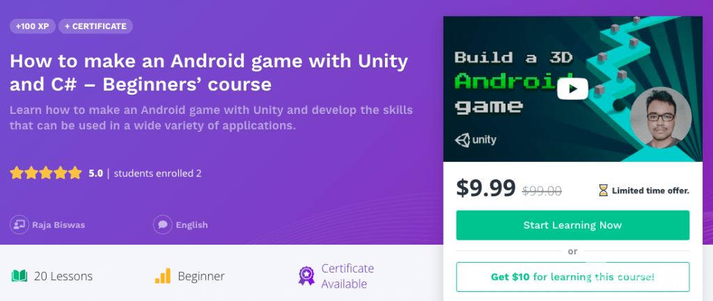 Online programming courses: Unity