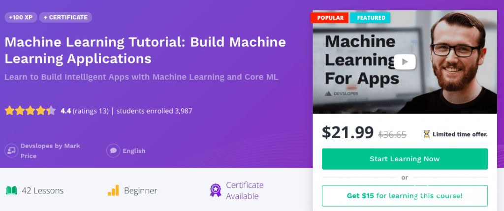 Online programming courses on ML
