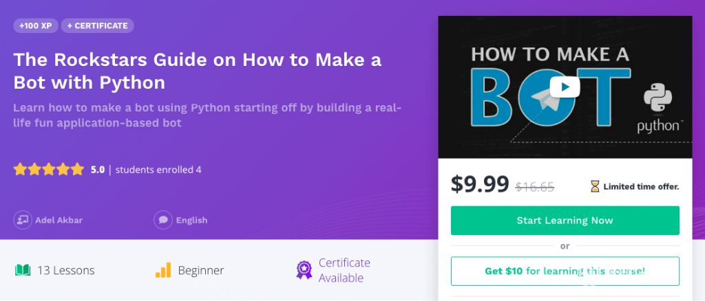 Online programming courses on bots