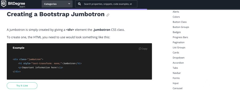 learn Bootstrap jumbotron