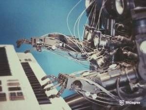 Apa itu deep learning: Robot yang sedang bermain piano.