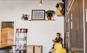 A man reading alone