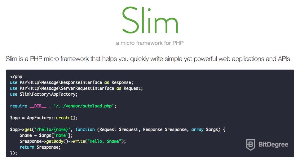 Framework php: Kerangka kerja Slim.