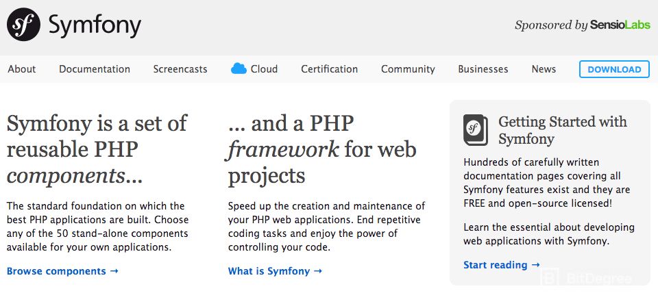 Php framework:  symfoniy.