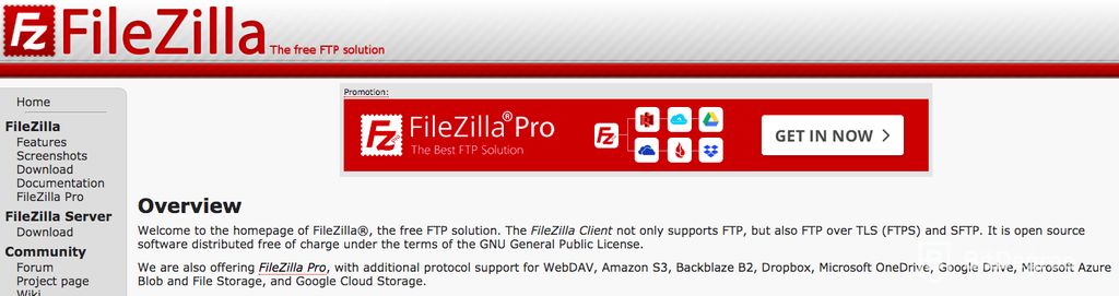 Mejor Cliente FTP: Página de descarga FileZilla.