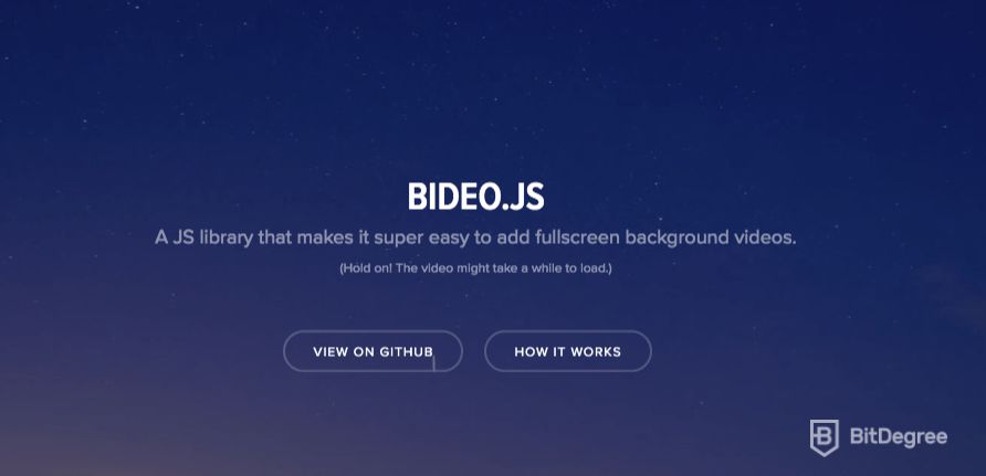Librerías JavaScript: Página web Bideo.js.