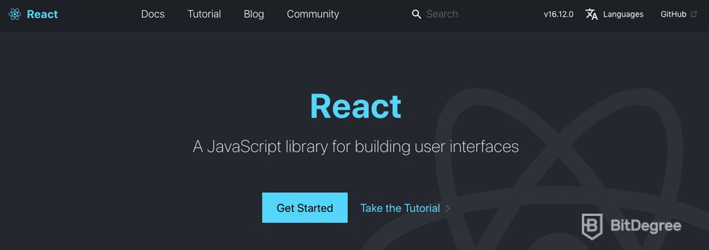 Librerías JavaScript: Página web React.