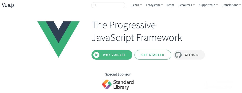 Librerías JavaScript: Página web Vue.js.