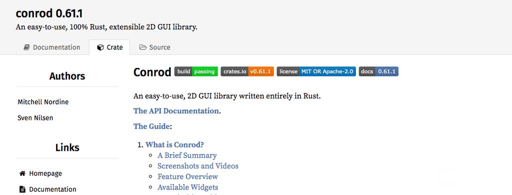 C++ vs Rust: Página web de Conrod.