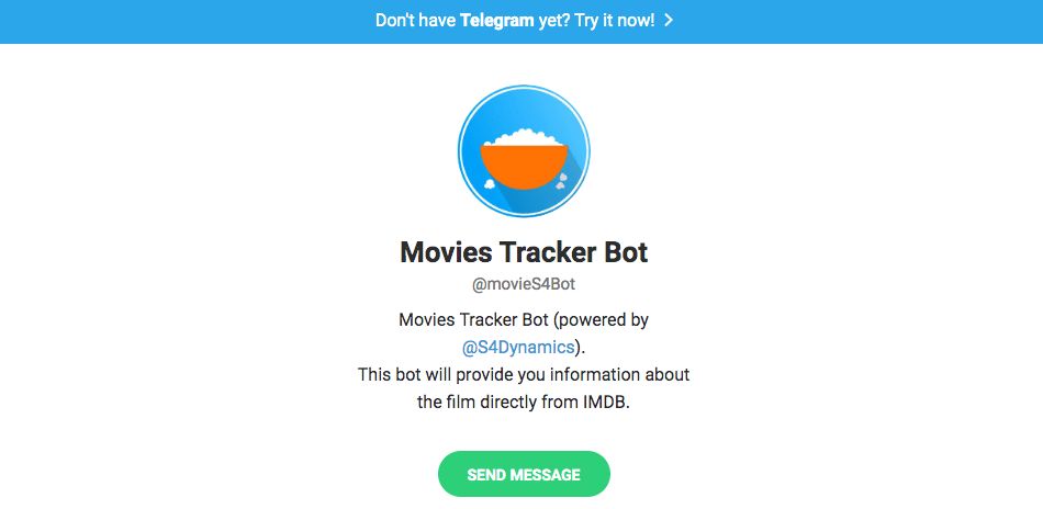 Mejores Bots Telegram: Movies Tracker Bot.