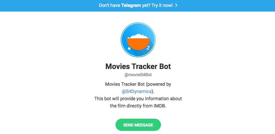 Mejores Bots Telegram: Movies Tracker Bot.