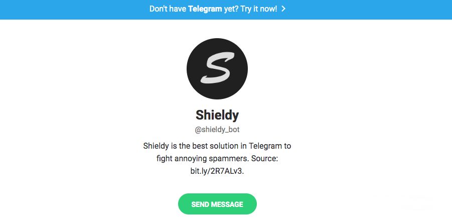 Bots do Telegram: Shieldy.