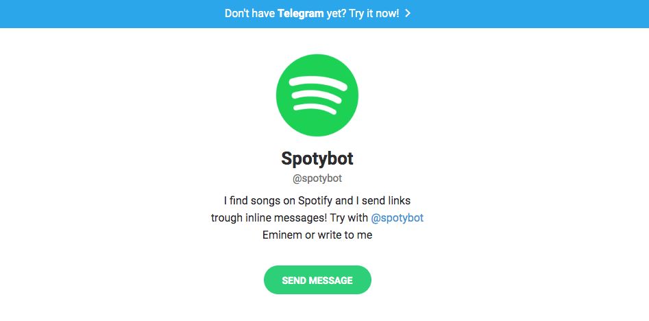 Bots do Telegram: Spotybot.