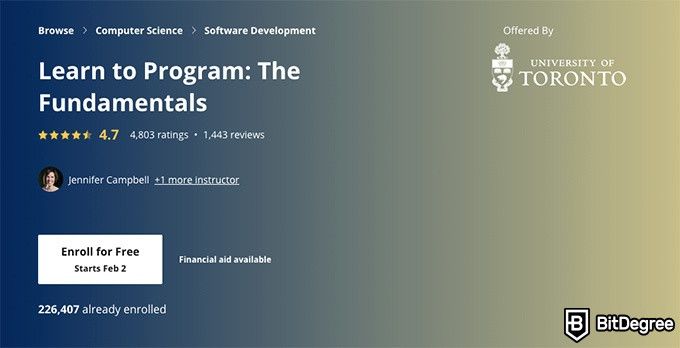 Coursera gratuit: programmation.