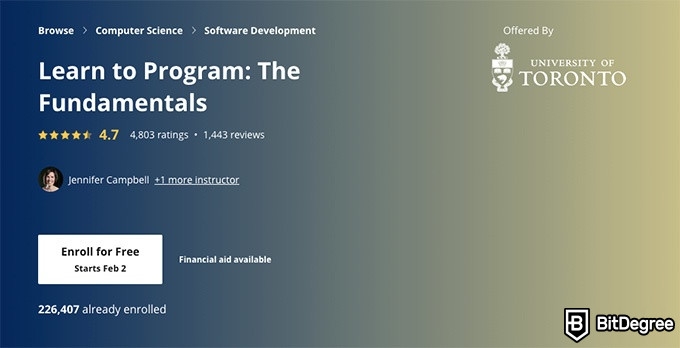 Coursers free courses: Learn to Program Course