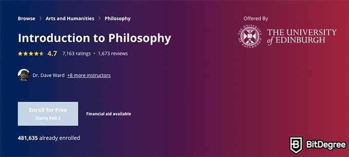 Coursera free courses: Introduction to Philosphy course