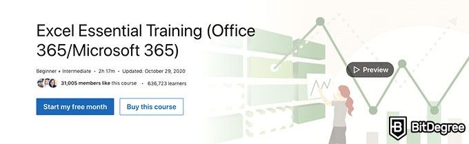 Курсы LinkedIn Learning: Обучение основам Excel 2016.