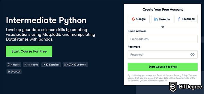 Các lớp học Python: datacamp khóa học python trung cấp.