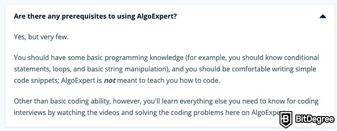 AlgoExpert отзывы: требования для прохождения обучения.
