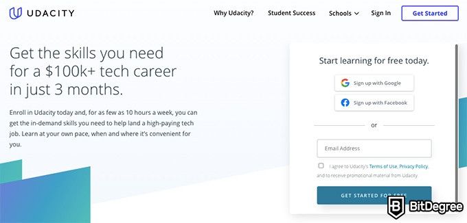 AlgoExpert review: Udacity front page.