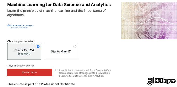 Best machine learning course: machine learning for data science and analytics