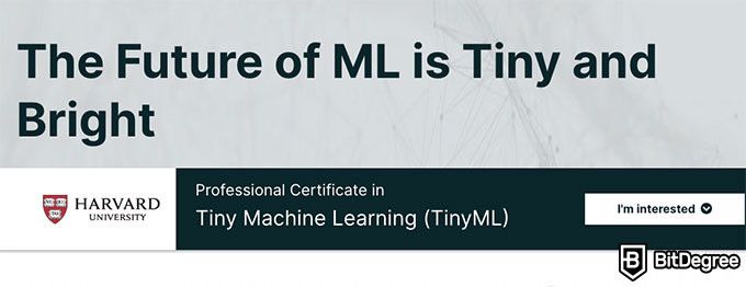 Best machine learning course: professional certificate in tiny machine learning