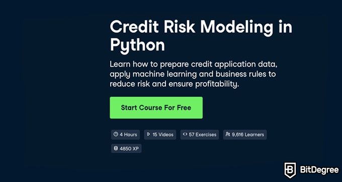 Best online finance degree programs: Credit Risk Modeling in Python course on Datacamp.