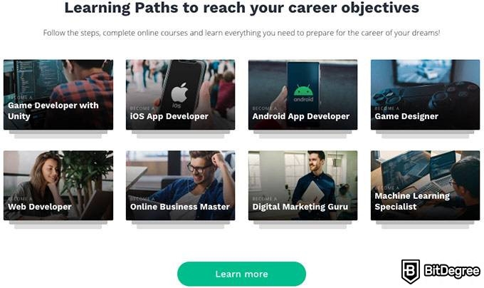 BitDegree İncelemesi: BitDegree Kariyer Yolları