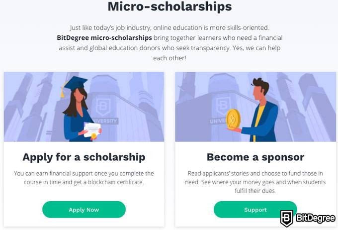 BitDegree có đáng dùng không: học bổng vi mô.